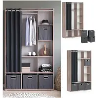 Vicco Luigi Kledingopslagkast – 38 x 178.1 cm Met vouwboxen (grijs) Sonoma