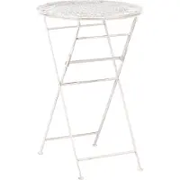 Beliani TRIESTE - Tuinbartafel - Lichtbeige - 60 x 60 cm - IJzer