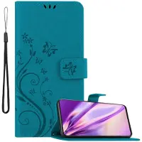 Cadorabo Bloemen Boekomslag (OnePlus Noord-CE 5G), Smartphonehoes, Blauw
