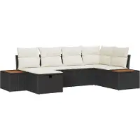 vidaXL Tuinbank Set Zwart poly rattan