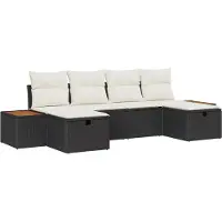 vidaXL Tuinbank Set 6 st Zwart poly rattan