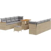 vidaXL Tuinbank Set 12 st 10-Aantal zitplaatsen Beige poly rattan