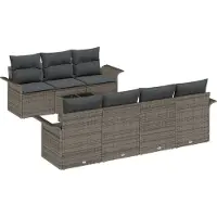 vidaXL Tuinbank Set 8 st 7-Aantal zitplaatsen Grijs poly rattan