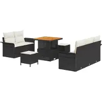 vidaXL Tuinbank Set 8 st 7-Aantal zitplaatsen Zwart en Crème