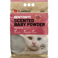 Flamingo Kattenbakvulling Klontvormend Babypoeder – Kattebakvulling Fijne Bentoniet – Kattenbak Vulling Stofvrij & Geurvrij – 12L (12 KG) voor 10 Weken – Uit Europa