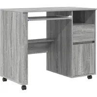 vidaXL Bureau met Wielen Grijs Sonoma Bewerkt hout 91 x 50 x 77 cm