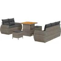 vidaXL Tuinbank Set 8 st 5-Aantal zitplaatsen Grijs poly rattan