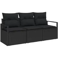 vidaXL Tuinbank Set 3 st Zwart poly rattan