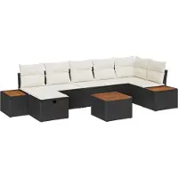 vidaXL Tuinbank Set 8 st Zwart poly rattan