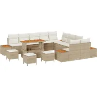vidaXL Tuinbank Set 14 st 13-Aantal zitplaatsen Beige Poly rattan