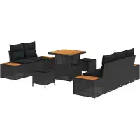 vidaXL Tuinbank Set 8 st 7-Aantal zitplaatsen Zwart