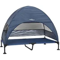 vidaXL Verheven Hondenbed 127 x 81 x 108 cm Stof en Staal Marineblauw