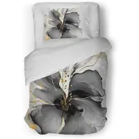 Eleganzzz Dekbedovertrek Micropercal Grande Fleur - grey 140x200/220cm