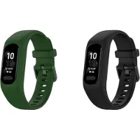 Strap-it Bundel van 2 Siliconen Bandjes - Geschikt voor Garmin Vivosmart 5 - Zwart & Donkergroen - Sportbandje - Sportarmband - Siliconen Band - Waterbestendig & zweetbestendig
