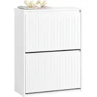 SoBuy Schoenenkast met 2 Flappen, Wit, 61x26x87 cm