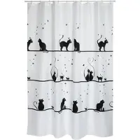 MSV Douchegordijn Kittens Zwart 180cm