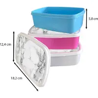 MuchoWow Broodtrommel Blauw - Lunchbox Marmer - Steen - Wit - Grijs - Zwart - Marmerlook - Brooddoos 18x12x6 cm - Brood lunch box - Broodtrommels voor kinderen en volwassenen