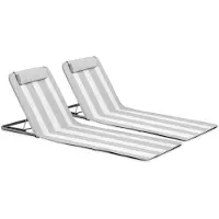 Oviala - Set van 2 hemelsblauwe strandslaapbanken van textileen - Clic Clac des Plages