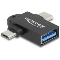 DeLOCK Adapter USB 10 Gbps 2 in 1 USB-A female to USB Type-C male + USB Micro-B male OTG
