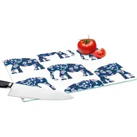 KitchenYeah Glazen Snijplank - 39x28 - Olifant - Dier - Patroon - Snijplanken Glas