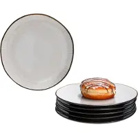 MamboCat Set van 6 gebaksbordjes Reactive Glaze Dark Cement voor 6 personen gemaakt van steengoed - 24321914