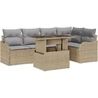 vidaXL Tuinbank Set 6 st Beige Poly Riet