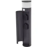 LUCANDE Corban sokkellamp, grijs, sensor, stopcontacten, IP44 Corban, dimbaar, zwart, Aluminium, Modern
