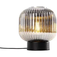 QAZQA Art Deco tafellamp zwart met smoke glas - Karel