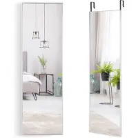 Costway 37 x 120 cm full-body spiegel met in hoogte verstelbare hanghaken, wandspiegel, deurspiegel, hangspiegel, spiegel voor slaapkamer, woonkamer en entrée