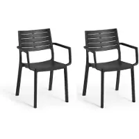 Keter Metaline tuinstoel - 2 stuks - 53,3x60,2x81,3 cm - Antraciet