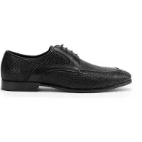 WITTCHEN Heren Derby schoenen van echt leer met vlechtwerk, zwart