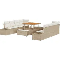 vidaXL Tuinbank Set Beige Poly rattan