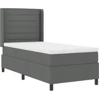 vidaXL LED Box Spring Bed met matras Donkergrijs 90 x 200 cm Stof