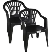 Gerimport Stoel voor buiten/binnen - 4x - tuinstoelen - zwart - 50 x 54 x 76 cm - stevig kunststof - Bijzet stoelen