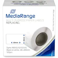 MediaRange Multi-purpose paper labels, for label printers using Dymo 99010/S0722370, permanent adhesive, 28x89mm, 130 pcs, black - 3 stuks