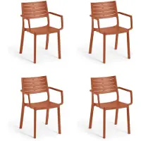 Keter Metaline tuinstoel - 4 stuks - 53,3x60,2x81,3 cm - Terracotta