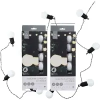 Home Deco Factory feestverlichting lichtsnoer - 2x - 10 LED lampen - warm wit - 270 cm - buiten - tuinverlichting - sfeerverlichting