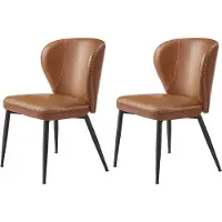 Vasagle EKHO Collectie - Eetkamerstoelen set van 2 inktzwart, Karamel bruin