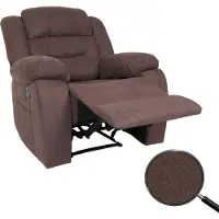 Mendler Tv-fauteuil HWC-J57, XXL relaxfauteuil, tv-ligstoel, met Nosag-vering, suède-look, stof/textiel, geschikt tot 200 kg, bruin