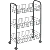 Metaltex 344403000 Lugano Lava, multifunctionele kar met 3 etages, 41 x 23 x 63 cm, TouchTherm, mat zwart