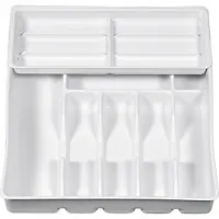 Keeeper Besteklade met inzet 38x42,5x7,5cm wit, Bestekbakken, Grijs