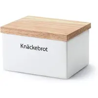 Continenta voorraadpot met houten deksel, voorraadpot, opbergdoos, keramiek, rubberhout, wit, 17,5 x 13,5 x 11 cm, 3950