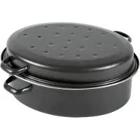Karl Krueger KARL KRÜGER Gänsebräter oval 4,5 l Ø34cm emailliert schwarz matt 120809