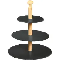 Kesper Etagere 3 Laags - Leisteen en Bamboe hout - Hoge kwaliteit - Etagere -