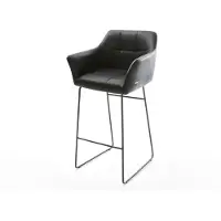 DELIFE Barstoel Yulo-Flex echt leer zwart slipframe metaal