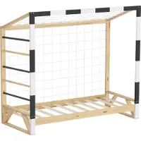 ML-Design Kinderbed voetbaldoel 80x160 cm houten bed met lattenbodem klimladder & net jeugdbed van grenenhout ML design