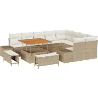 vidaXL Tuinbank Set 12 st Beige poly rattan