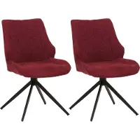 Mendler Set van 2 eetkamerstoelen -O48, keukenstoel, draaibaar met automatische terugkeer, stof/textiel chenille (320 g/m²) Oeko-Tex ~ bordeaux