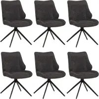 MCW Set van 6 eetkamerstoelen -O48, keukenstoel, draaibaar met automatische terugloop, stof/textiel chenille (320 g/m²) Oeko-Tex ~ grijs