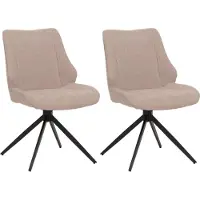 Mendler Set van 2 eetkamerstoelen -O48, keukenstoel, draaibaar met automatische terugkeer, stof/textiel chenille (320 g/m²) Oeko-Tex ~ beige